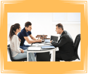 Man and woman going through divorce mediation with a divorce mediator