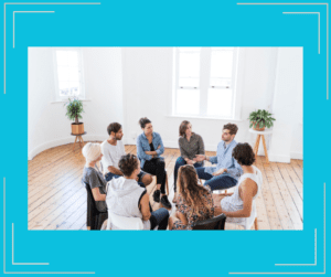 Support group in a group therapy session