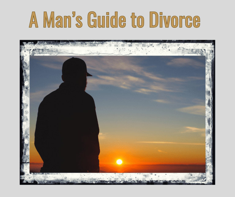 Silhouette of a man watching a sunset to signify the struggles of men and divorce.